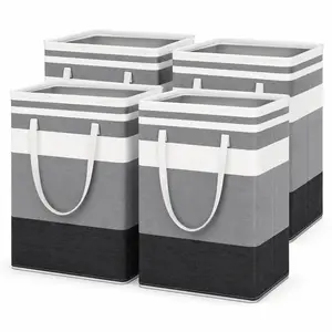 4-piece large laundry basket bag waterproof independent laundry basket foldable high leg laundry basket with extended handle