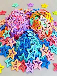 80Pcs Candy Color Hollow Star Hair Clips, Multicolor Snap Barrettes, Non-slip Star Hair Pins for Daily & Y2K Style
