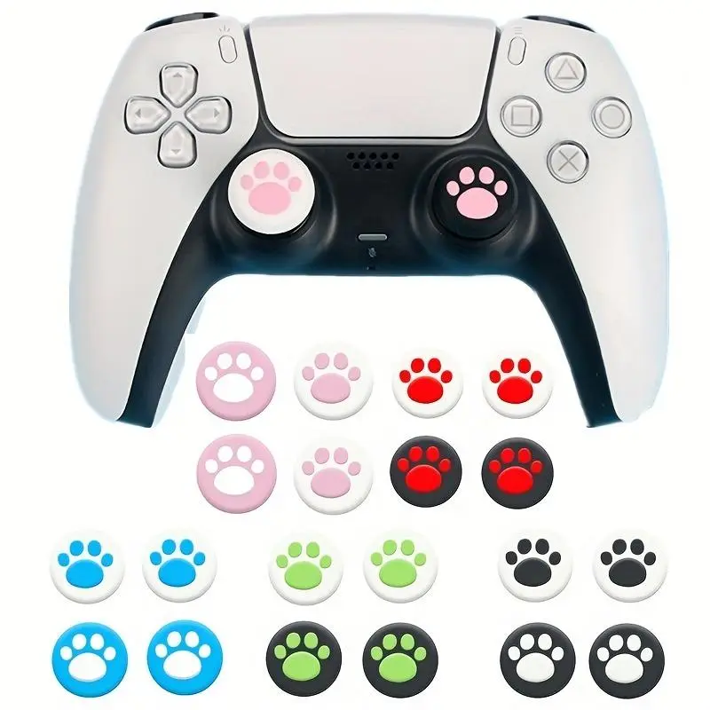Silicone Gamepad Case, Cat Paw Design Joystick Cap, Thumbstick Grip Shell, Controller Thumb Grips, Console Accessories for PS4 / PS5 / Xbox, Controller Accessories, Esports Controller Cover, Game Peripherals, Protection