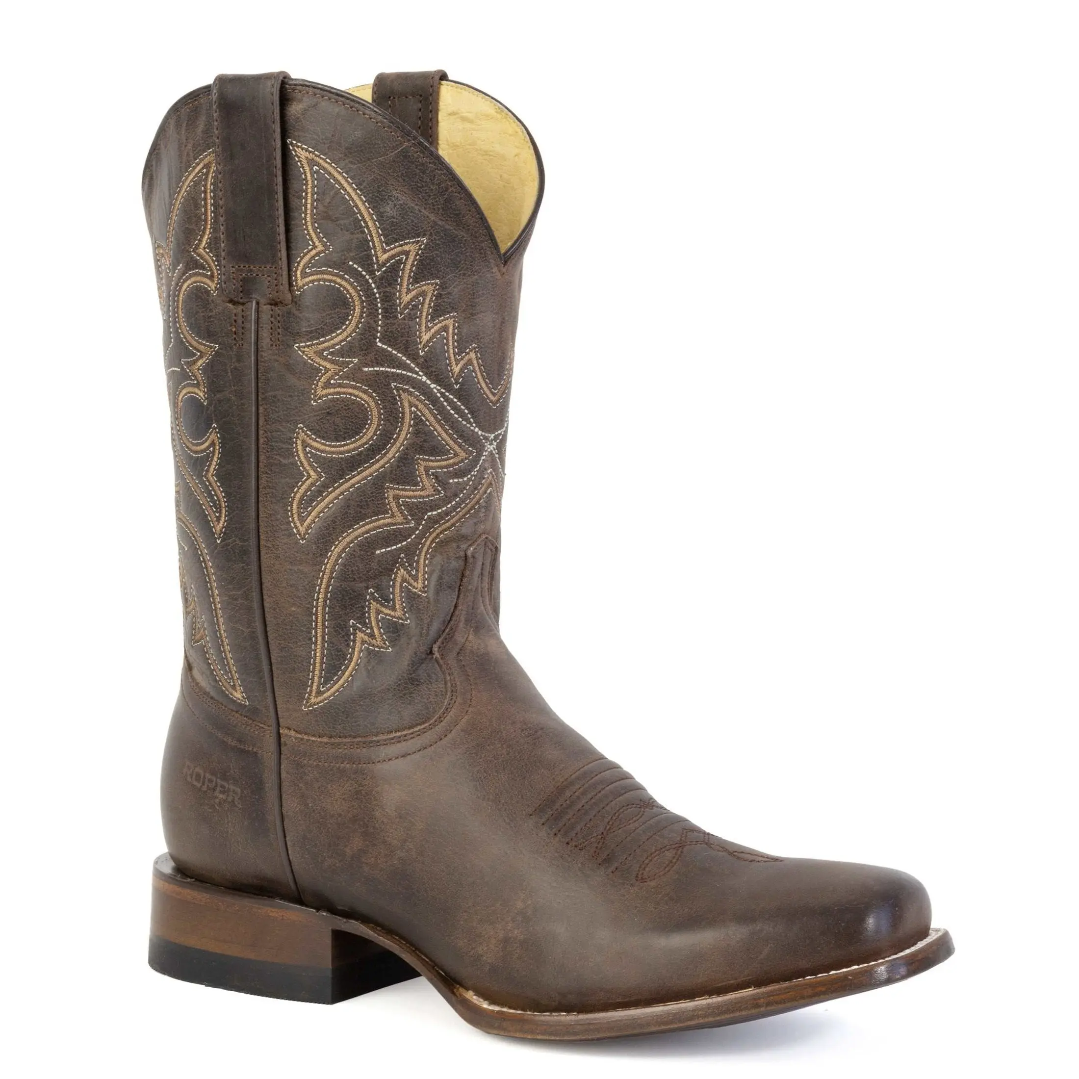 Men's Roper Dylan Leather Boots Handcrafted Brown