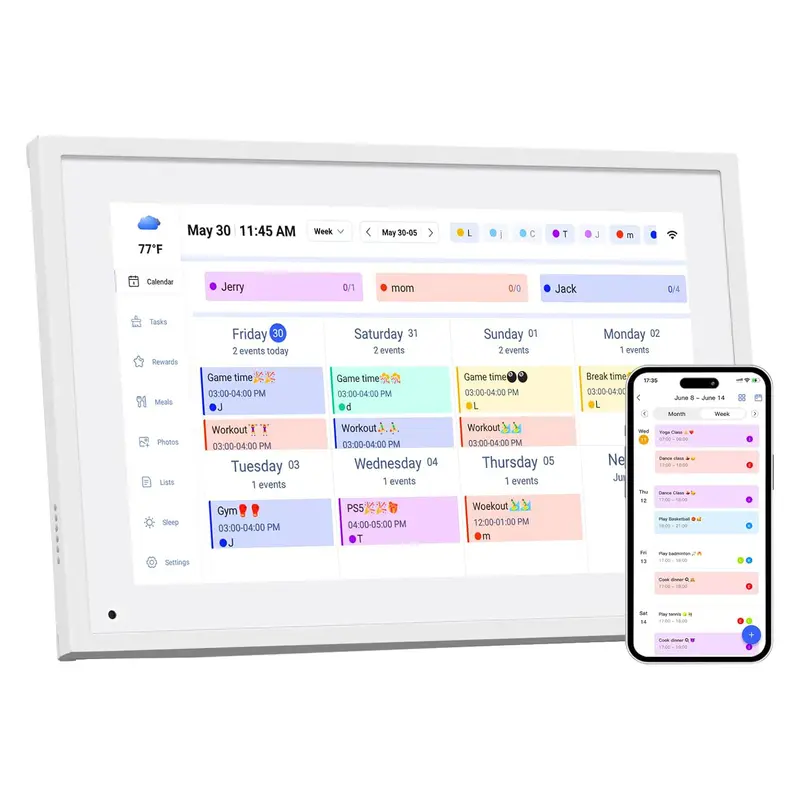 10.1 inch Digital Calendar & Chore Chart, Smart Touchscreen Display for Family Schedules, Hearth Display Family Planner, Digital Photo Frame, Great for Organizing Your 2025 Calendar