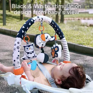 Baby Stroller Arch for Newborns Infant Toy Car Seat Travel Activity Mobile with Black & White Sensory Visual Toys  & Infants 0+ Months