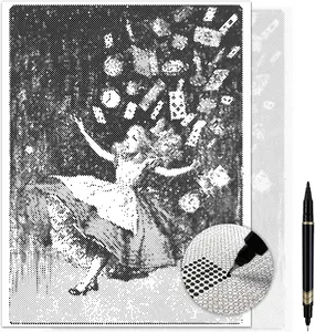 Alice Down the Rabbit Hole Dot Painting Kit for Adults — 13×17 Canvas with Dual-Tip Marker