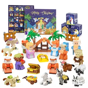 24 Nativity Christmas Building Blocks Hand-Tear Calendar Blind Box Gift - 2025 Advent Calendar 24 Days Countdown Set with Figures ABS Material Holiday Toys for Boys Girls Teens Adults Gift ABS Men Gifts Boyfriends Gifts Ideas Stem Construction Set