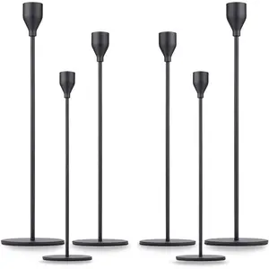 Matte Black Taper Candle Holder Set of 6, Tall Candlestick Holders, Metal  Candle Stickers Long Holder Set, Pillar Decorative Candle Holder Fits 3/4 Inch Candle for Wedding, Dinner, Party