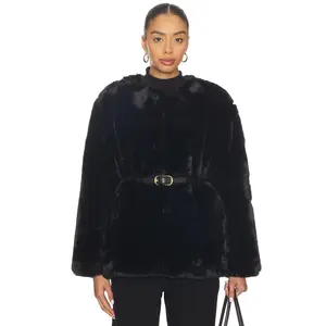 BLANKNYC Faux Fur Coat in Black Cherry