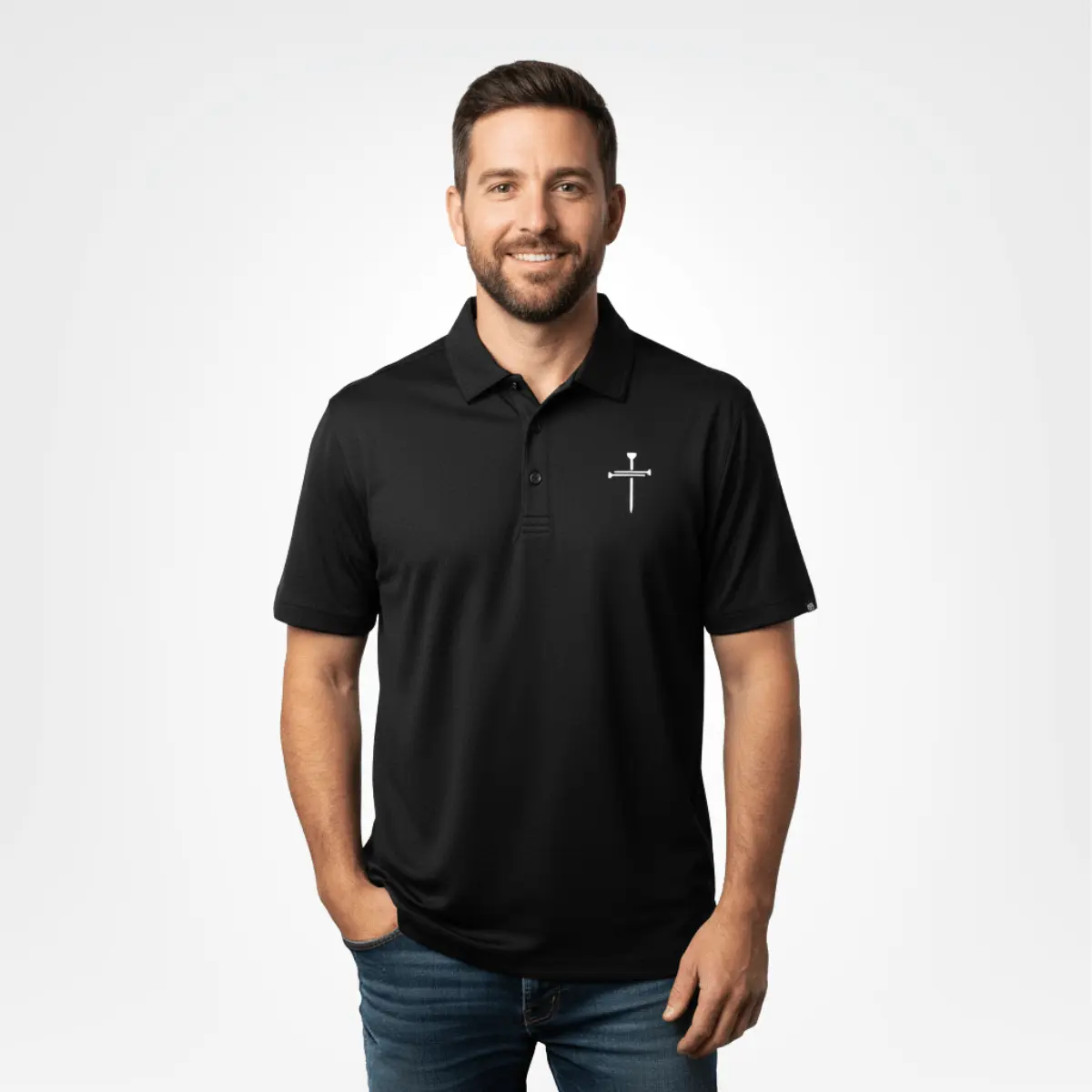 Men's Nail Cross TravisMathew Polo Shirt, Polyester Fabric, Wrinkle Resistant, Perfect Fit
