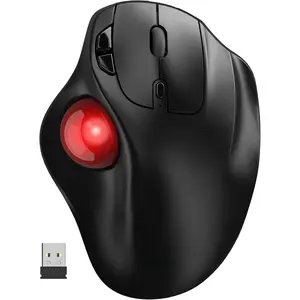 MAM2  Trackball , Rechargeable   with Thumb Control for 3 Devices ( and USB), 5-Level DPI, Silent Click, Compatible PC Laptop  iPad, Easy Clean