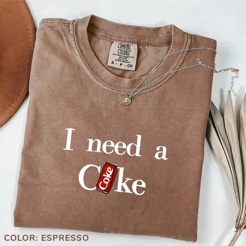 Comfort Colors “I Need a Coke” retro tee, soft summer shirt, casual fit womenswear, perfect gift for mom, her or him, stylish and comfy everyday wear