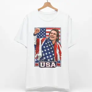 Patriotic Hockey Fan T Shirt Featuring Jack Hughes and Team USA Inspired Graphic Showcasing American Hockey Pride