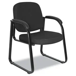 Alera RL43CFA10B Reception Lounge Series Sled Base Fabric Stacking Guest Chair, Black Fabric, Fabric Stacking Chairs