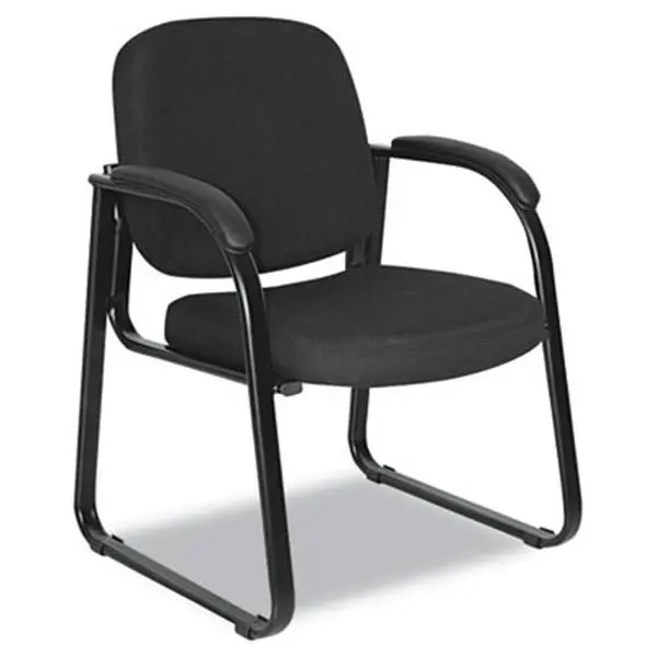 Alera RL43CFA10B Reception Lounge Series Sled Base Fabric Stacking Guest Chair, Black Fabric, Fabric Stacking Chairs