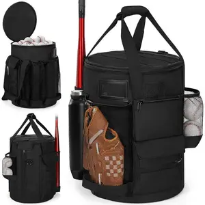 Baseball Bucket Bag,  Style Softball Bucket Cover for 6 Gallon Bucket, Coaching Accessories Organizer with Multiple Pockets for Bat, Gloves, Scoreboard