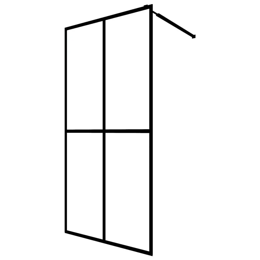 vidaXL Walk-in Shower Enclosure, Bathroom Wall Panel with Adjustable Supporting Bar, Shower Screen, Shower Wall, Black Frame Frosted Tempered Glass 145692