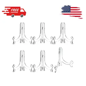 6 Pack Acrylic Easel Stand, Display Stand, Plate Holder (Clear,7 Inch)