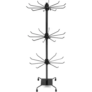 3-Tier Rotating Metal  Display Stand - Adjustable Tabletop Holder for Necklaces, Earrings & Key Rings