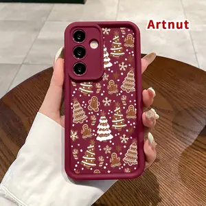 TPU Phone Case Compatible with Samsung Galaxy S23 Ultra S24 Plus S25 S22+ Gingerbread Christmas Pattern Pattern Full Body Protection Shockproof Soft Silicone Cover Cellphone Protective Casing
