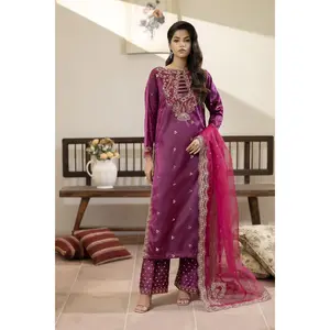 Magenta Embroidered Silk Dress with Sequins – Mehek by Mona MBM3