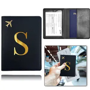 Letter Pattern Passport Holder, Passport Cover, 1 Count Water-Resistant Travel Wallet Passport Case, Lightweight Air Ticket and Vaccine Card Organizer, Travel Document Holder, Ideal for Wedding Gifts & Newlywed Travel