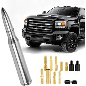 50 Cal Bullet Antenna Aluminum for Ford F150 F250 F350, Dodge RAM 1500, Chevy Silverado & GMC Sierra Short Retractable Replacement Radio Antenna for Truck