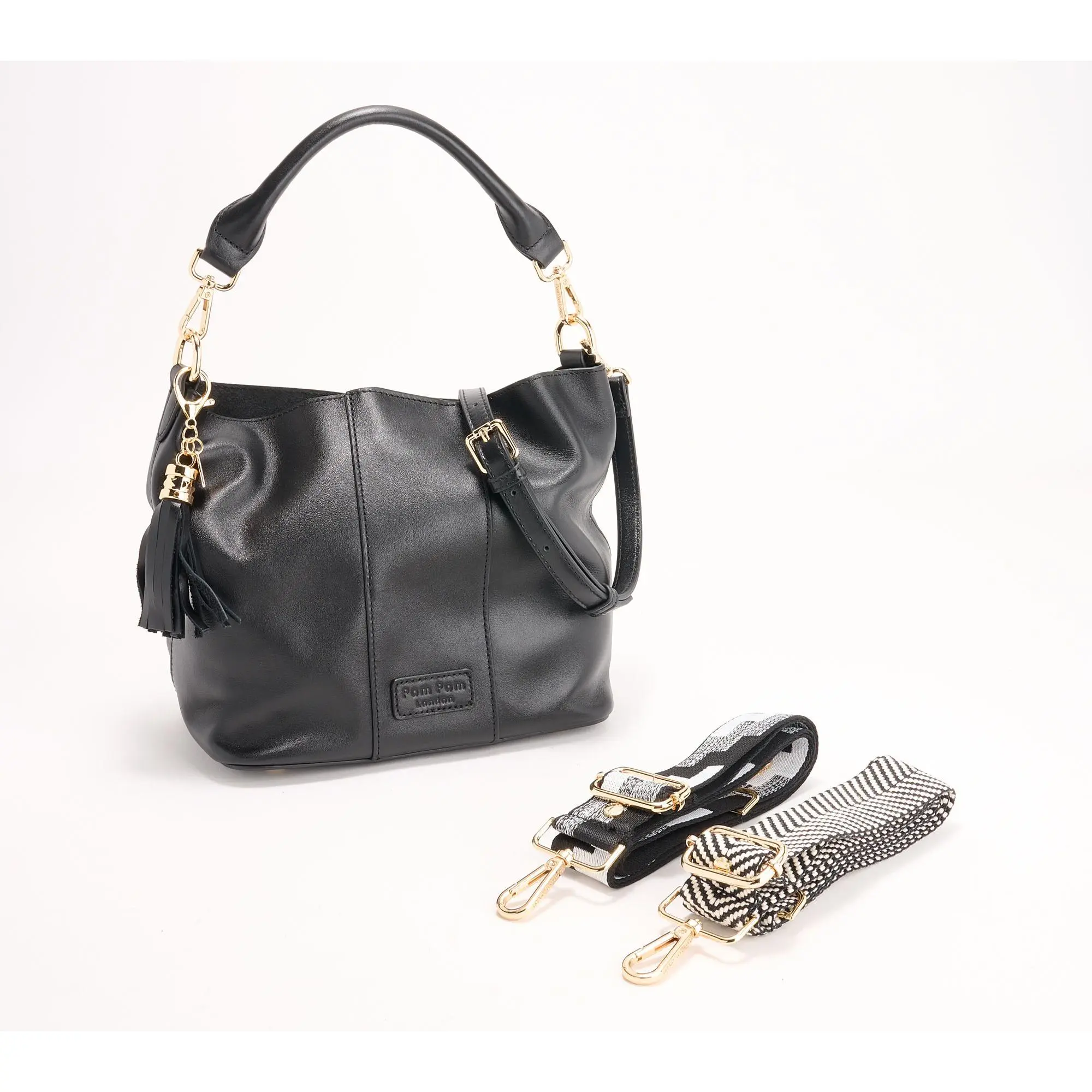 Pom Pom London Lambeth Leather Convertible Bucket Bag