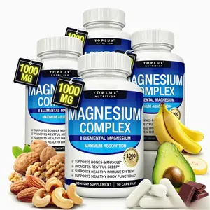 Natural Magnesium Supplement 8 Varieties 1000mg Glycinate Citrate Malate Taurate Quick Absorption Maintain Bone Muscle Immune Health 90 Capsules Daily Healthcare Dietary Capsules