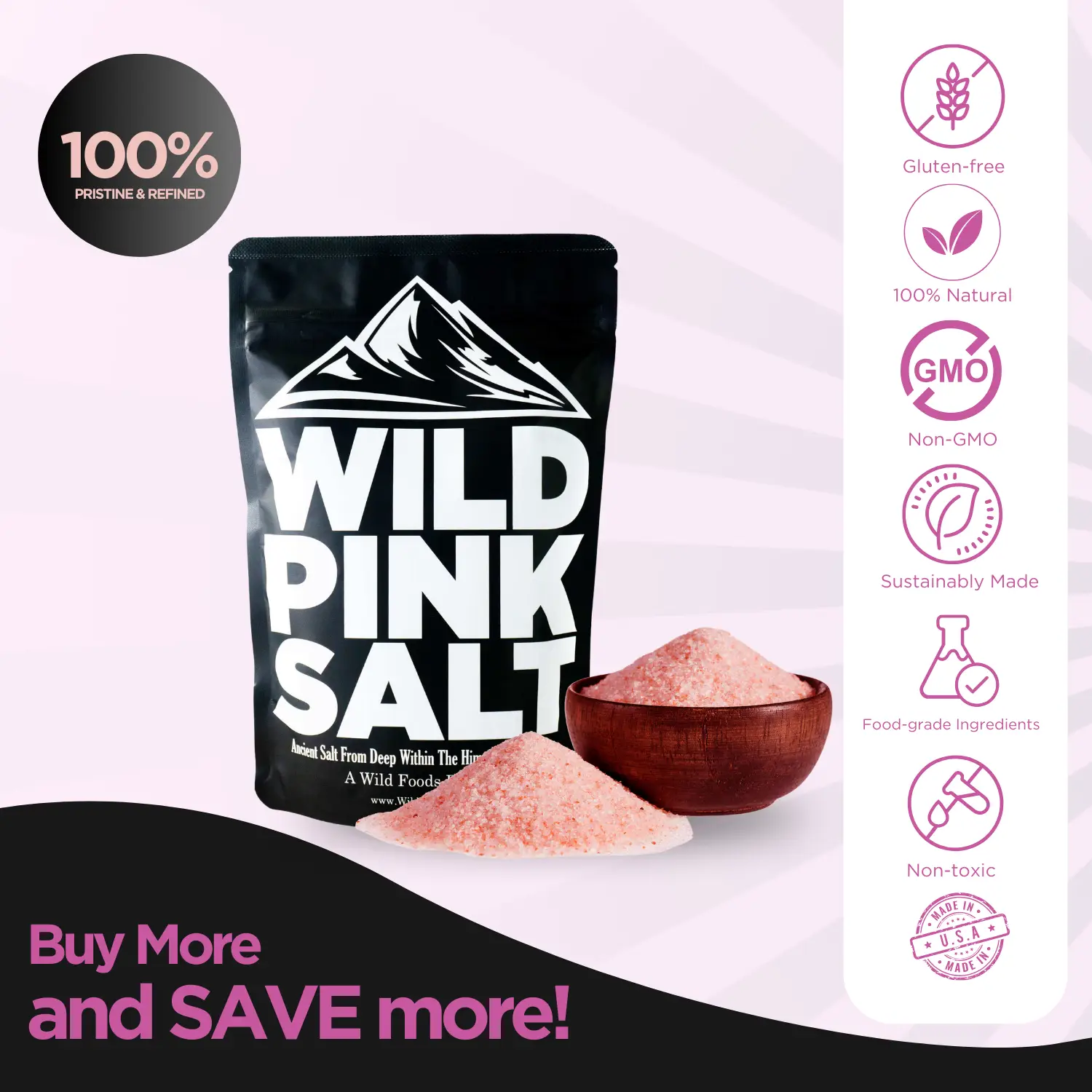 Wild Himalayan Pink Salt - Fine Grain - Savory Flavor real