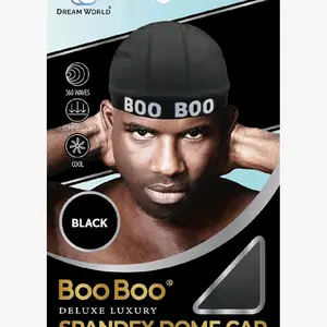 Dream World Boo Boo Spandex Dome Cap Black #DRE049 - 360 Waves Compression Cool Deluxe Luxury