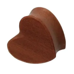 0 Gauge Heart Shaped Organic Red Cherry Wood Double Flared Plug