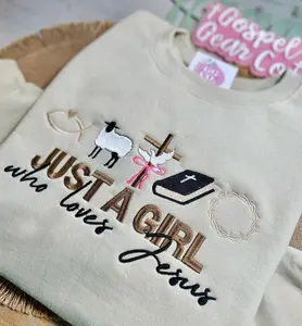 Just A Girl Who Loves Jesus Embroidered Shirt