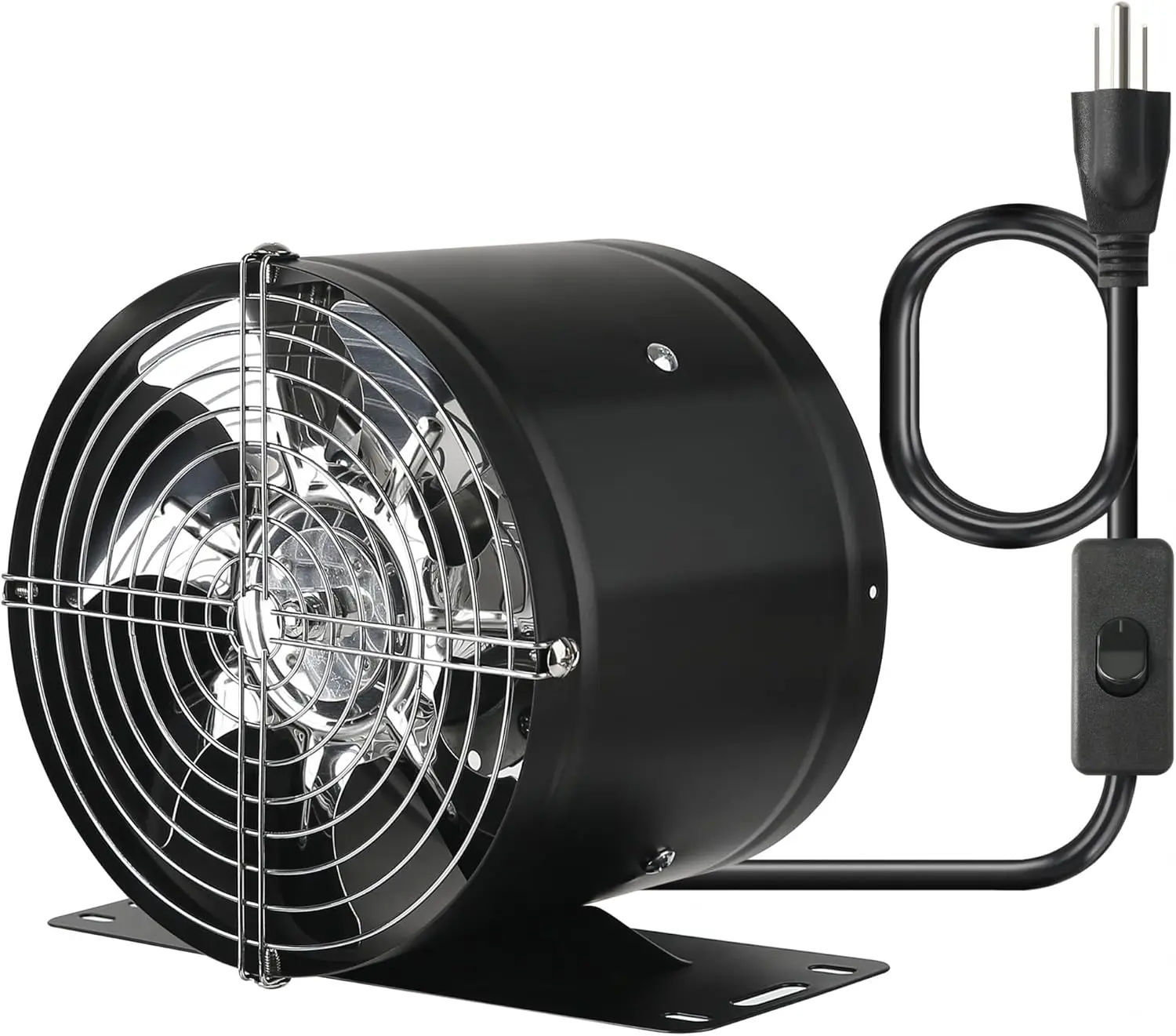 6 Inch Inline Duct Fan with Low Noise High Air Flow Extractor Fan Metal Exhaust Fan with Bracket and Mesh for Basement Garage Attic Kitchen Black
