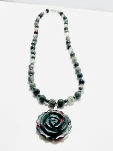 22.5” Hand-Carved Bloodstone Rose Necklace | Mad Mellow Magic