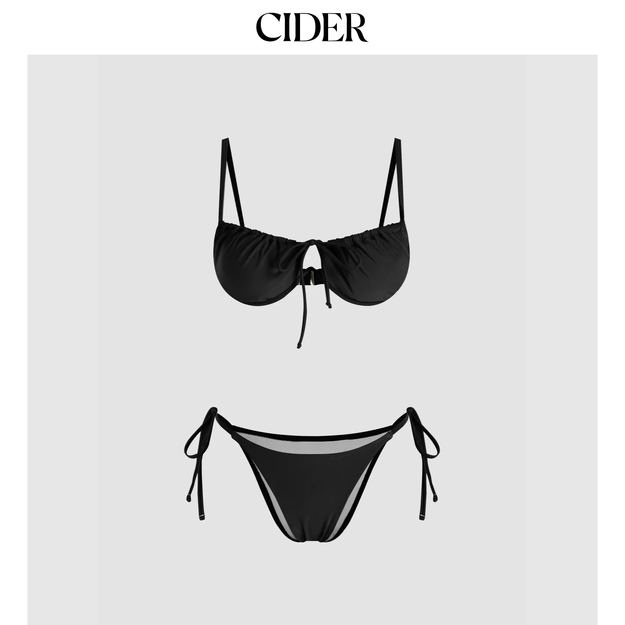 Cider [12 colors, size 0-26] Tie Side Underwire Bikini Swimsuit, Polyamide, Elastane, Knit, Side Ties, S, Xxs, Stretchable, 4Xl - 26, 2Xl - 20/22, Synthetics, Bikini Swim Top, Plus Size Swimsuits