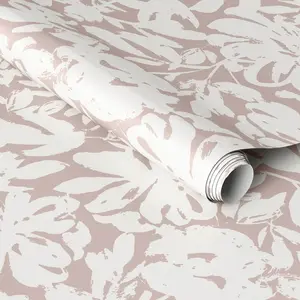 Brushstroke Floral Light Pink Wallpaper - Threshold