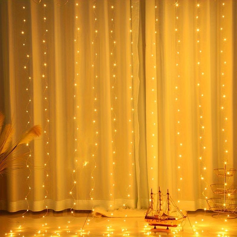 1set 9.84ft LED Curtain Fairy Lights, 300 LED Remote Control Curtain Lights, Plug In Fairy Curtain Lights, Window Wall Hanging Curtain String Lights for Bedroom Backdrop Wedding Party Xmas Indoor Decoration-Decorative