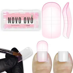 300 Pcs Toe Nail Dual Forms for Poly Gel Toenail Extension, PINK, Reusable Molds for Polygel Buider Hard Gel Acrylic French Tip Toenails, for Nail Art Salon Pedicure & DIY at Home 15 sizes