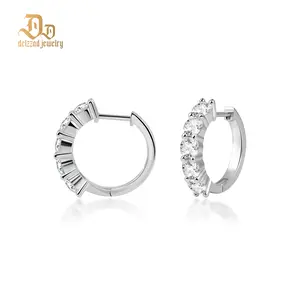 Delzzad 18K Gold-Plated Twinkling Clip on Hoop Earrings VVS Synthetic Moissanite S925 Stud Earrings Jewelry Perfect Birthday Mother’s Day Christmas Gift for Men Women Silver Earrings Golden Earrings Wedding Set