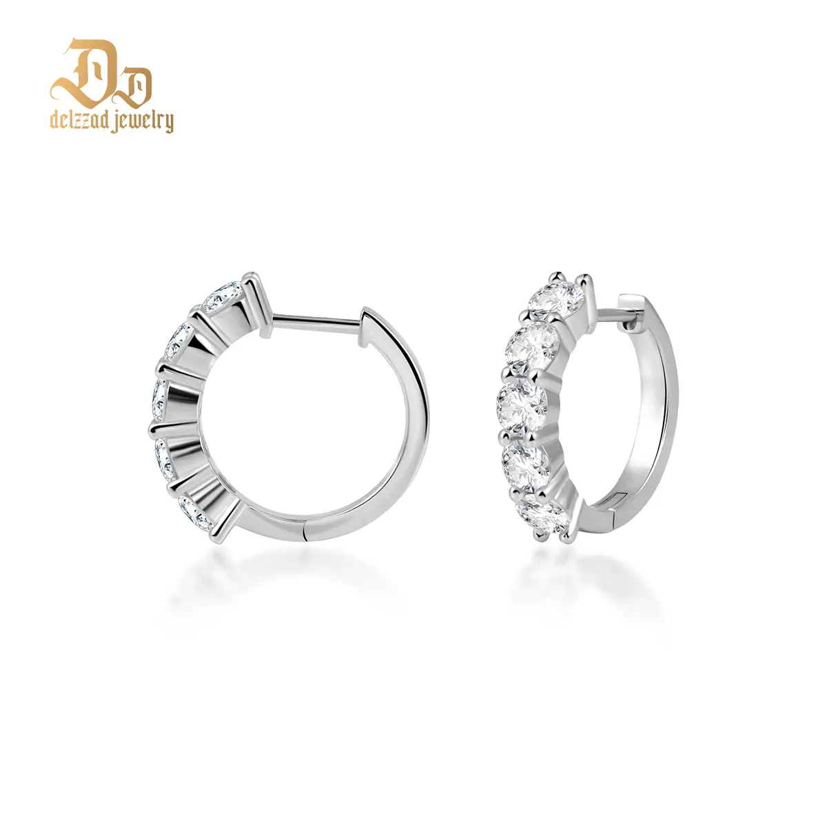 Delzzad Twinkling Clip on Hoop Earrings VVS Synthetic Moissanite S925 Stud Earrings Jewelry Perfect Birthday Mother’s Day Gift for Men Women Silver Ea