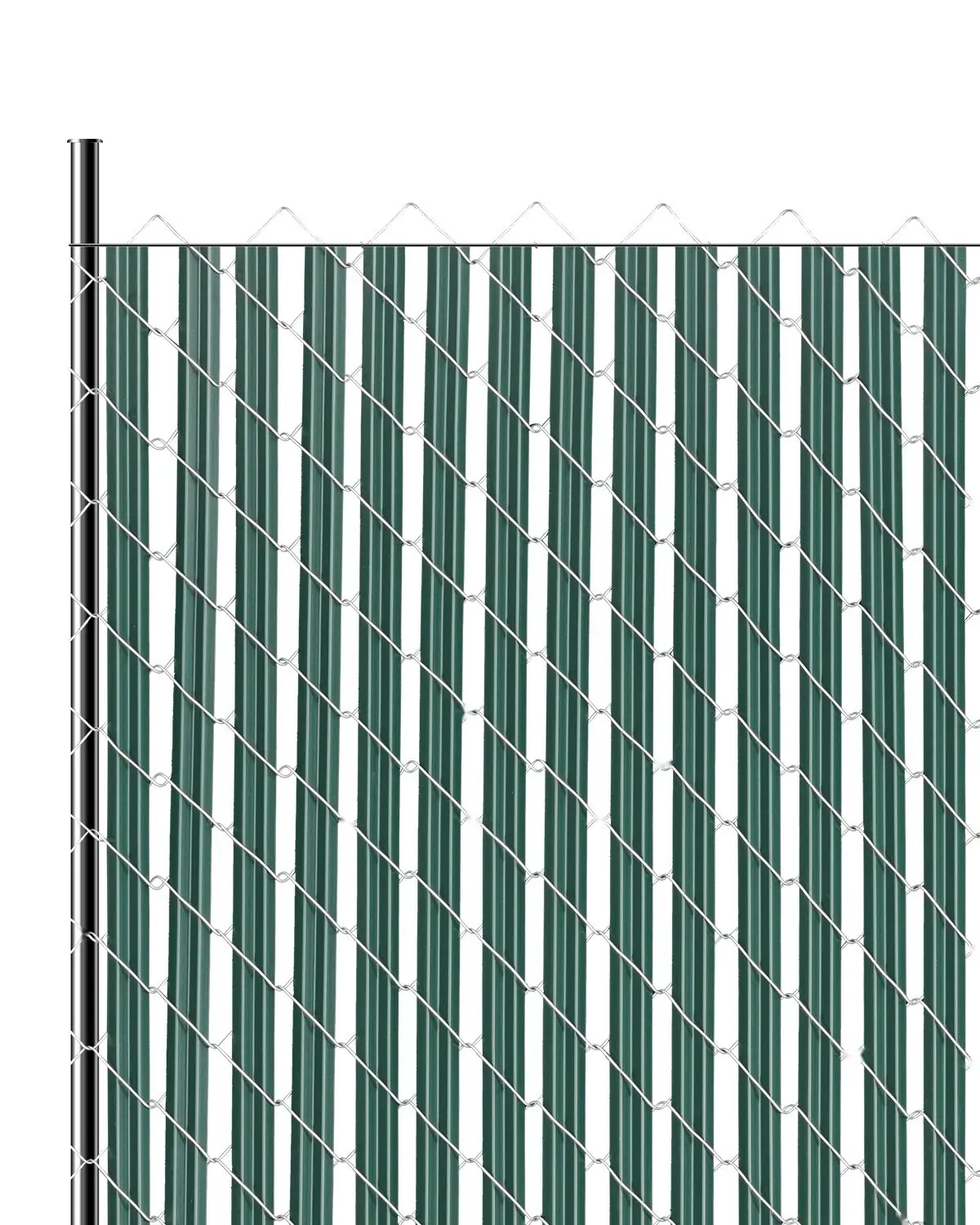 Chain Link Fence Privacy Slats Single-Wall For 4' High Fence Bottom Lock Green, Weather Resistant UV Stabilized Plastic Slats For Outdoor Yard Privacy, Easy Installation, Durable Low Maintenance Fence Upgrade