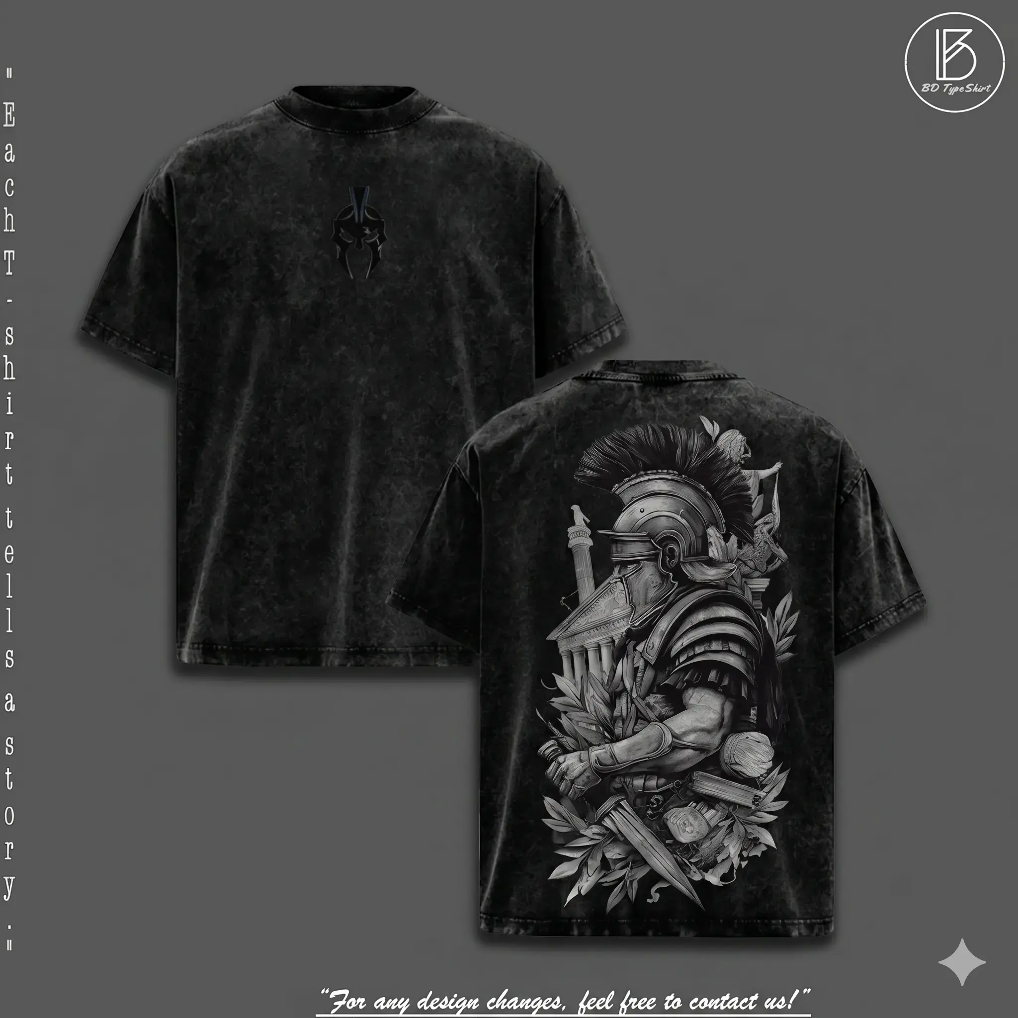 Spartan Warrior - Vintage Washed Graphic Tee Oversized Tshirt Men Streetwear Heavy Cotton Fall Outfits Clothes Men Retro Style Historical Graphic T-Shirt Roman Gladiator Armor Art Vintage Tees Trendy T-Shirts Gift for Men