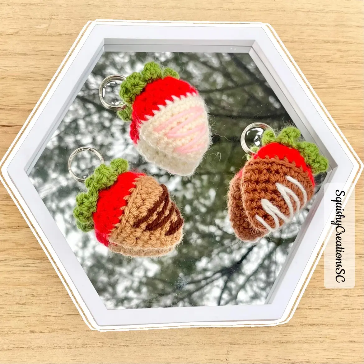 Handmade Crochet Chocolate-Covered Strawberry Keychain | Valentine’s Day Charms | Handmade Crochet Accessories