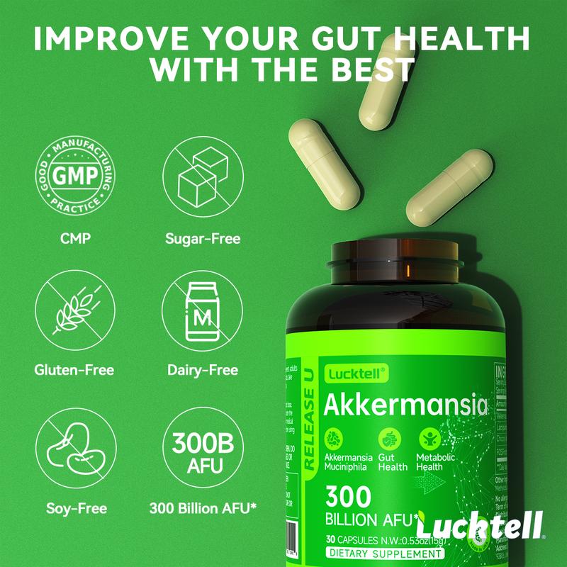 LUCKTELL Akkermansia 300 Billion AFU Supplement for GLP-1 30 Capsules Healthcare Dietary