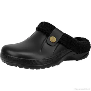 Women and Men Fur Lined Clogs Memory Foam Warm Fuzzy Slippers Winter Waterproof Indoor Outdoor Slipper FFVentureVibe8