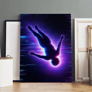 Wooden Frame Canvas Poster, Cyber Neon Art, Modern Living Room Decor, Waterproof, Suitable for Bedroom, Hallway, Wall Art