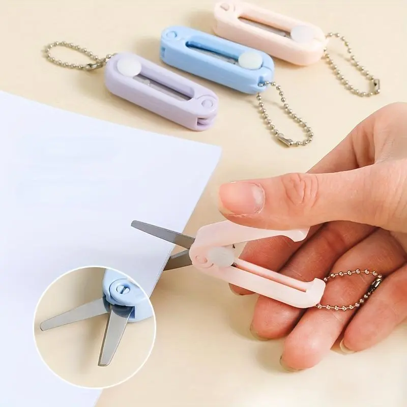 1pc Creative Mini Portable Folding Scissors in Pastel Colors - Stainless Steel, Compact & Easy-to-Use for Paper Cutting, Art Projects - Ideal for Home Office, School & Classroom Supplies, Mini Scissors