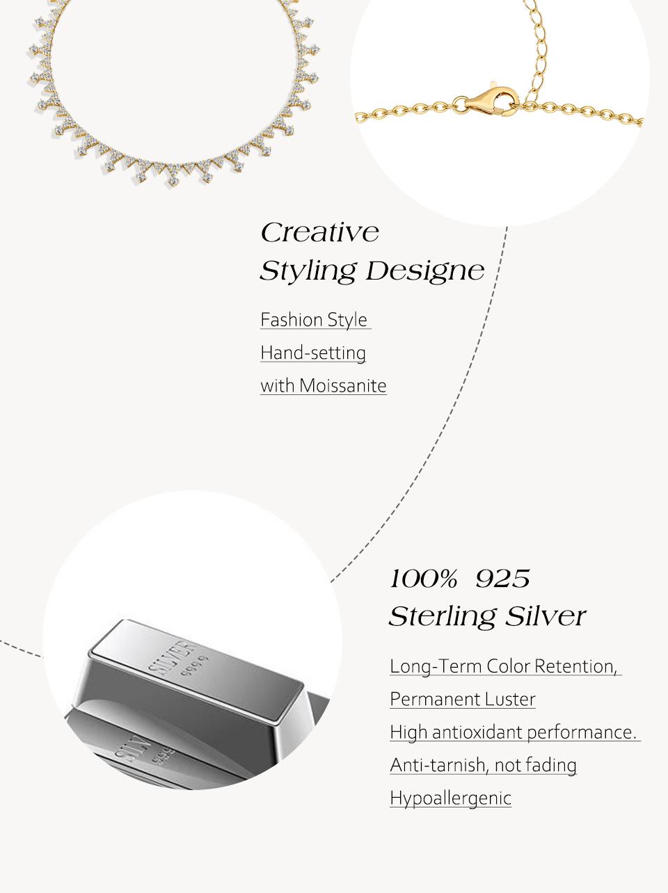 ATTAGEMS 4.0mm Round Cut D Color VVS1 Lab-Created Moissanite Necklace for Women Girls S925 Sterling Silver Birthday Anniversary Gift Luxury Jewelry N066