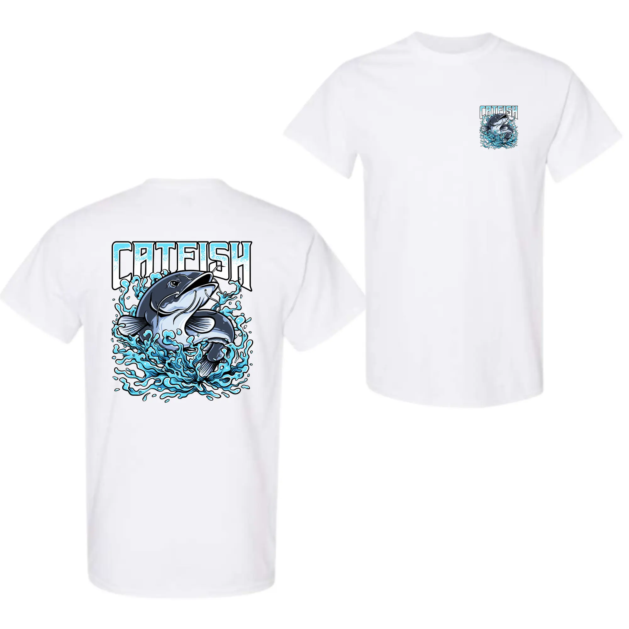 Catfish Clash Splash of Power Fishing T-Shirt, Catfish Angler Graphic Tee for Men Women, Freshwater Fishing Shirt, Outdoor Sports Casual Streetwear, Vintage Fisherman Apparel, Unisex Cotton Tee, Men’s T-Shirts, Men’s T Shirt, Good Graphic Tees