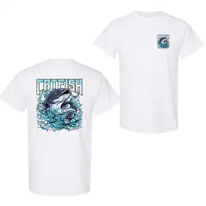 Catfish Clash Splash of Power Fishing Long Sleeve T-Shirt, Outdoor Sports Angler Graphic Tee, Freshwater Fishing Shirt for Men Women, Catfish Lover Apparel, Unisex Cotton Casual Streetwear, Vintage Graphic Tee
