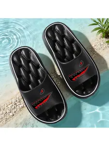 1pc, Shark Unisex Slide Sandals - Slip-On Plus Size Lightweight Flat Sole - Breathable Soft Versatile - Beach Pool Vacation Travel Hotel Bathroom Indoor Home
