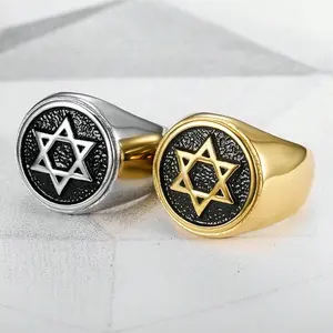 1pc Men's Adjustable Stackable Rings, Fashionable Creative Hip-Hop Punk Style Hexagonal Star Pattern Casual Everyday Gift Jewelry